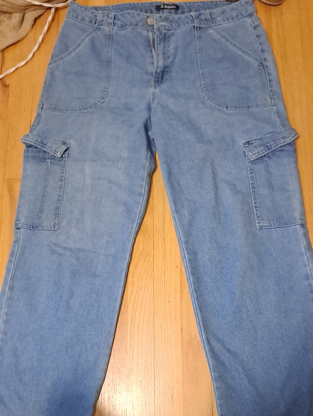 d. jeans Men's Light Blue Cargo Denim Pants Wide Leg